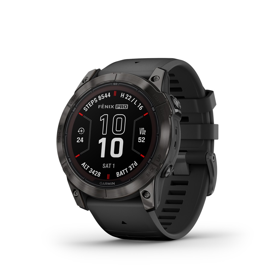 Garmin FENIX 7X PRO SAPPHIRE SOLAR, szürke dlc titánium, fekete szilikon szíjjal