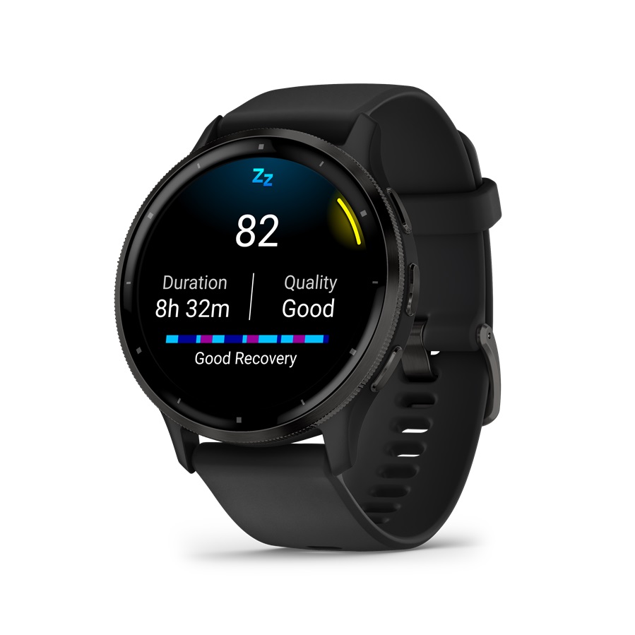 Garmin VENU 3 fekete, fekete kerettel, bőr és szilikon szíjjal